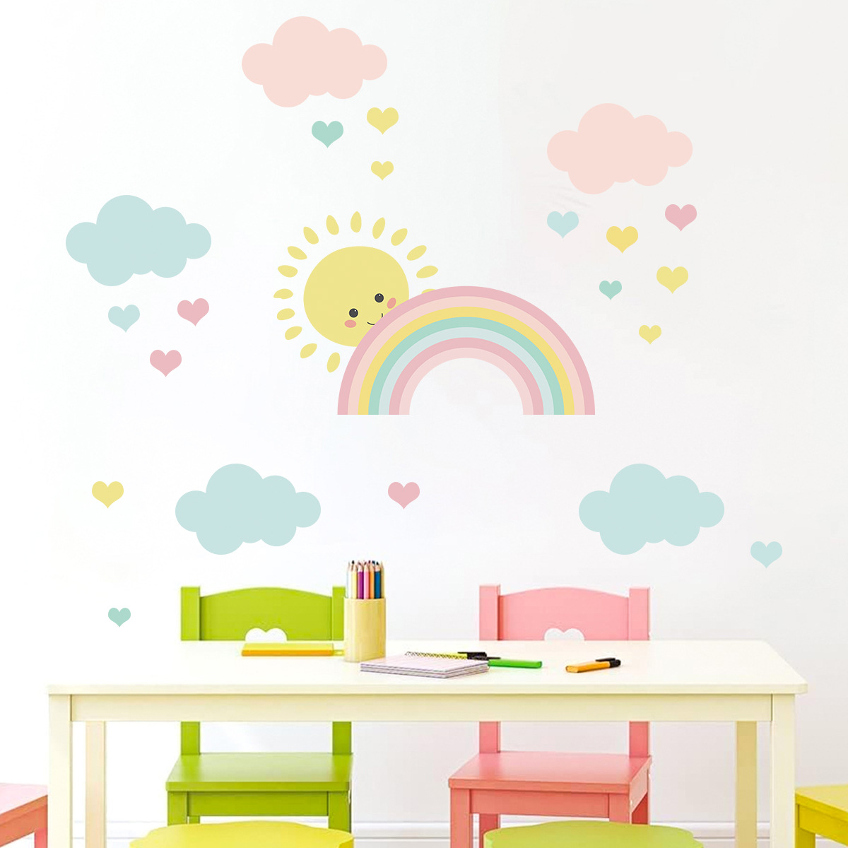 Cartoon Zon Regenboog Wolken M - Baby Nursery Boy recensie en prijs